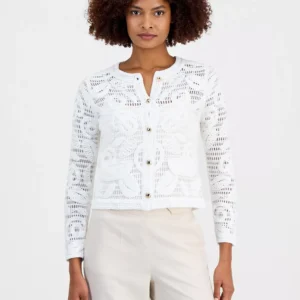 Women's Embroidered Crochet Cardigan