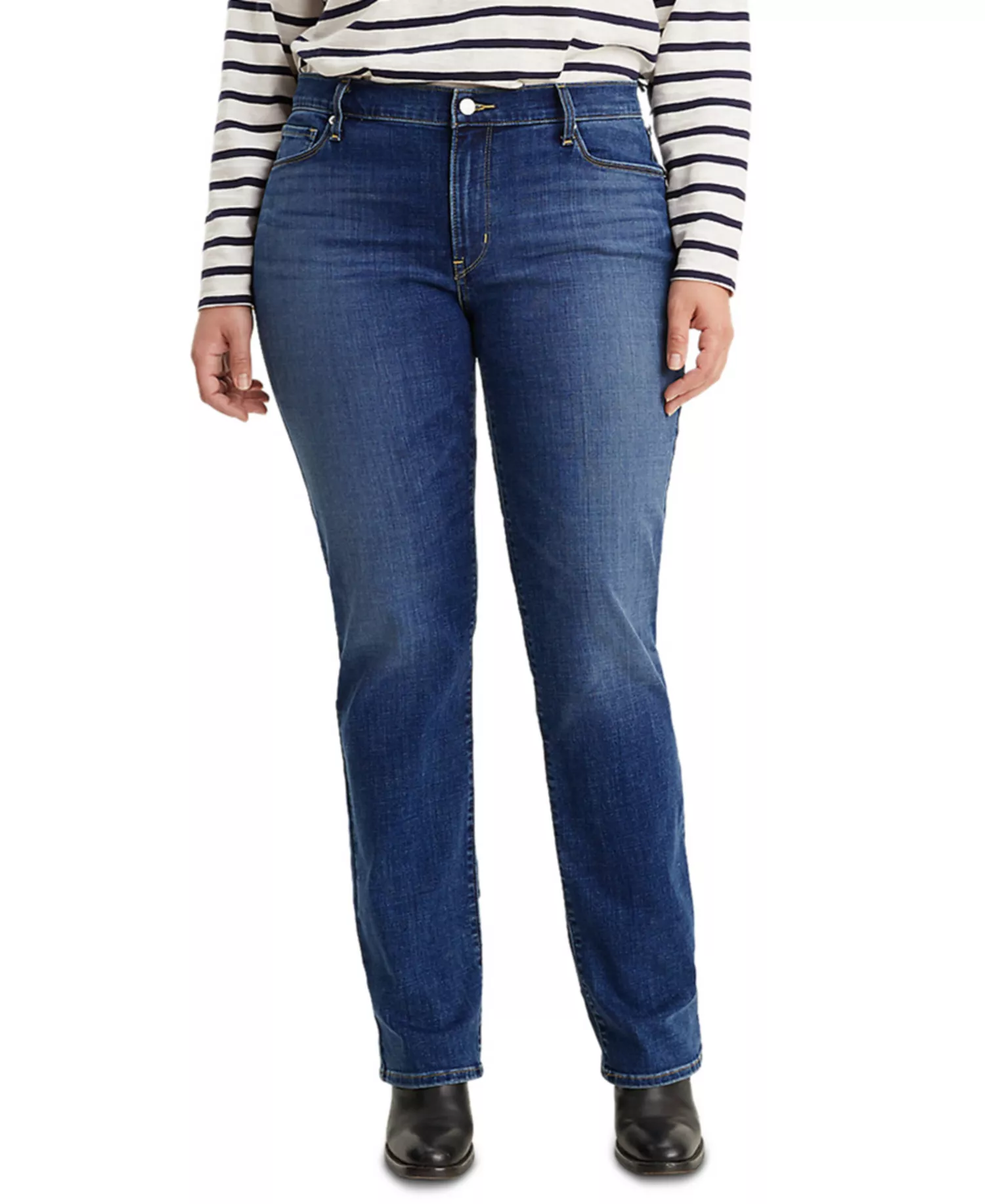 mni-c661f500bac4491536d5130e0af82cee Trendy Plus Size Classic Straight Leg Jeans — изображение 3