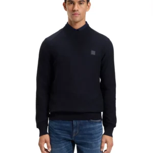Men's Cashmere Cotton Logo Patch Structured Sweater