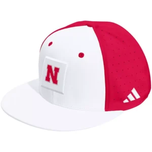 Men's and Women's White/Scarlet Nebraska Huskers Performance Flat Bill Adjustable Hat