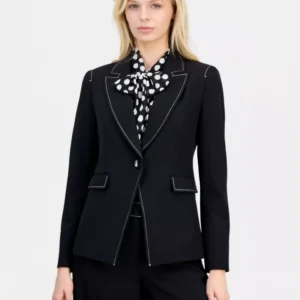 Women's Contrast-Trim Peak-Lapel Blazer