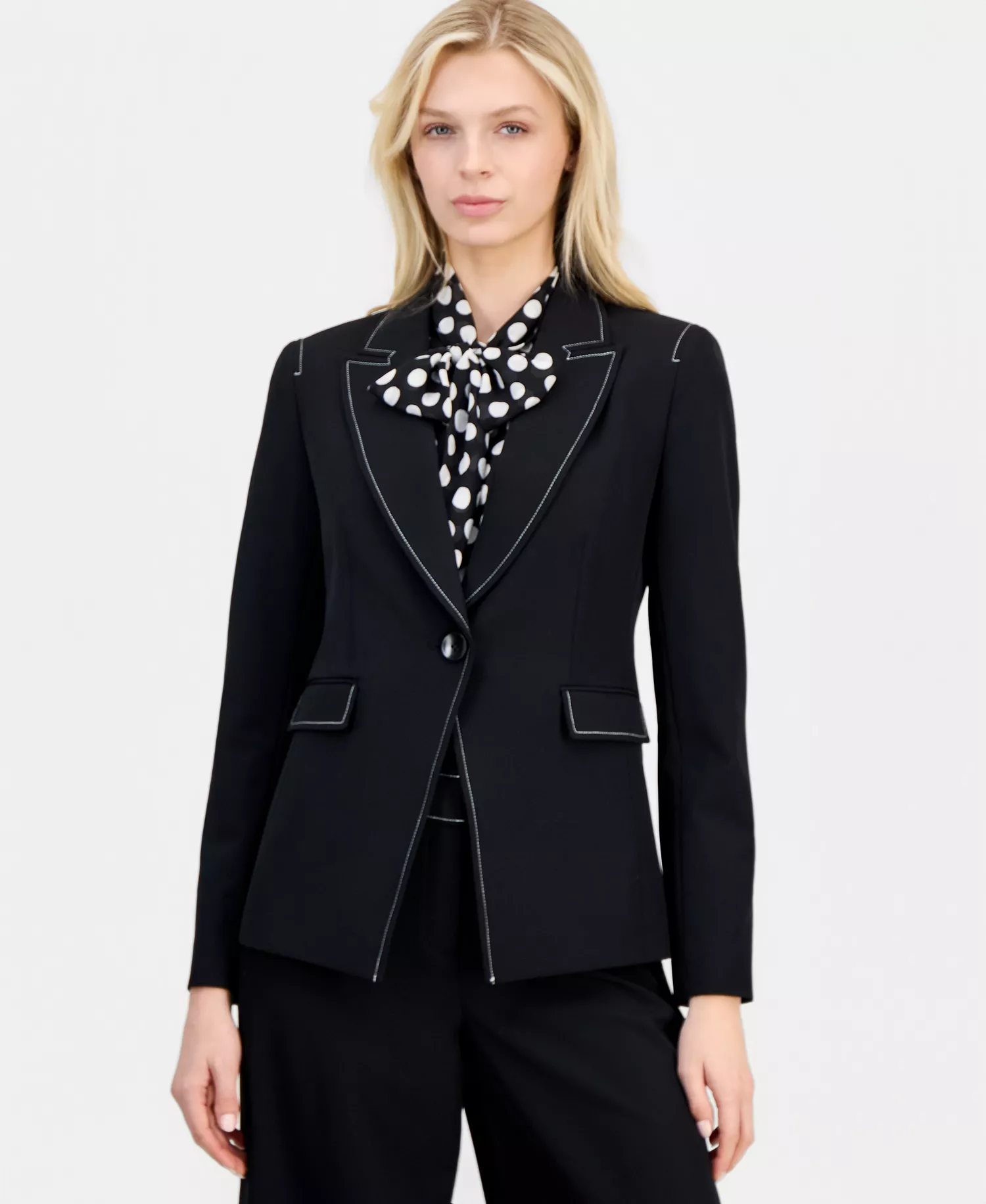 mni-c7014d0c5eefff94c211b288ae98960f Women's Contrast-Trim Peak-Lapel Blazer