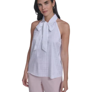 Women's Sleeveless Tie Neck Blouse