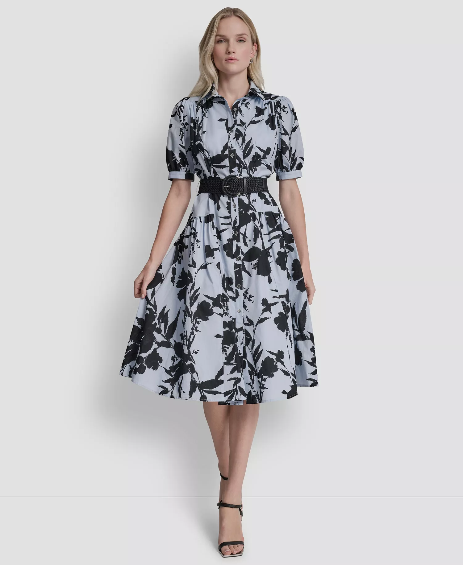 mni-c75d5dd577fbb45d092ceb5f44aa02d9 Women's Short-Sleeve Drop Waist Belted Maxi Shirt Dress