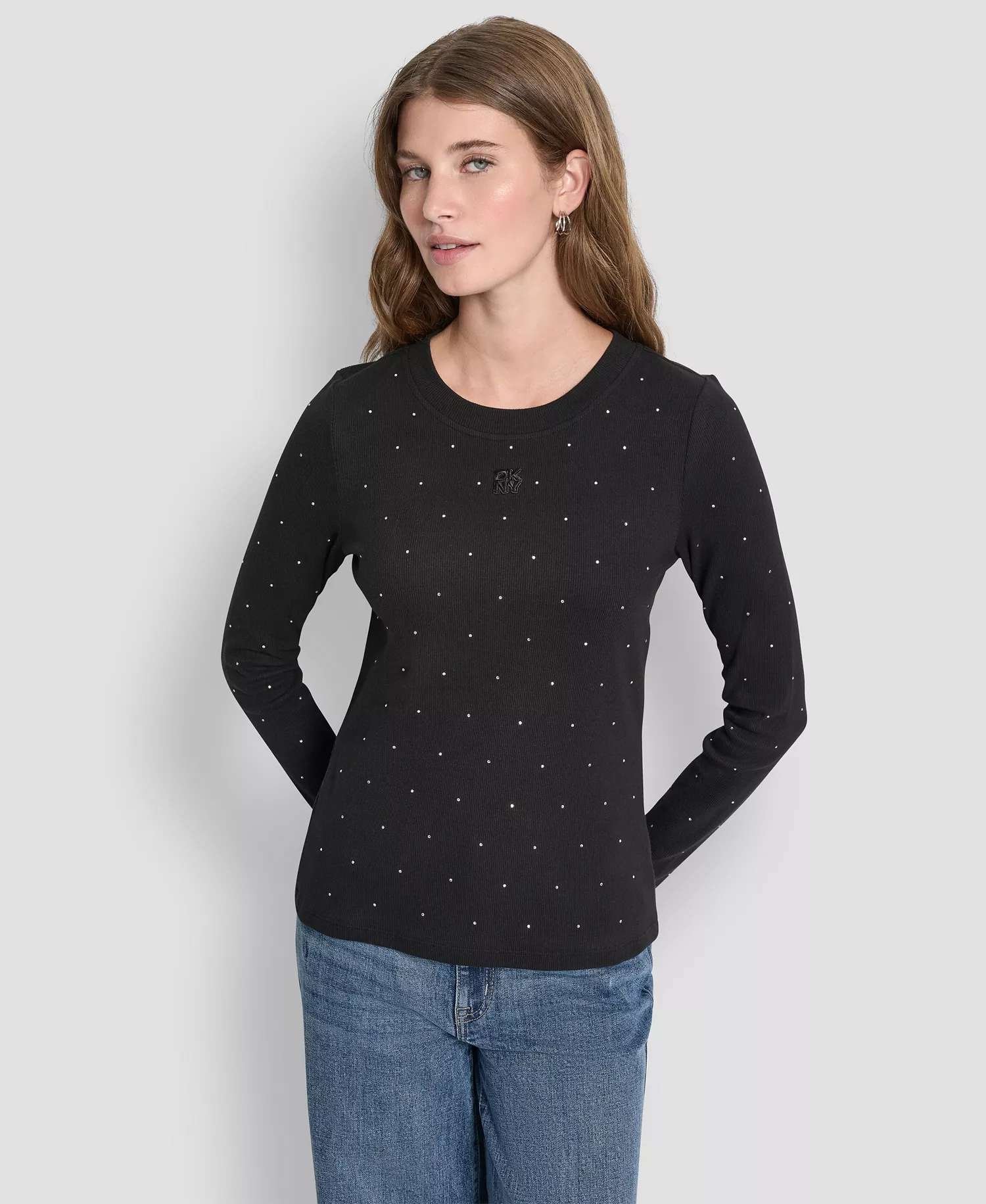 mni-c787c9973760f15fb363aefc5013d710 Women's Rhinestone-Embellished Crew Neck Sweater