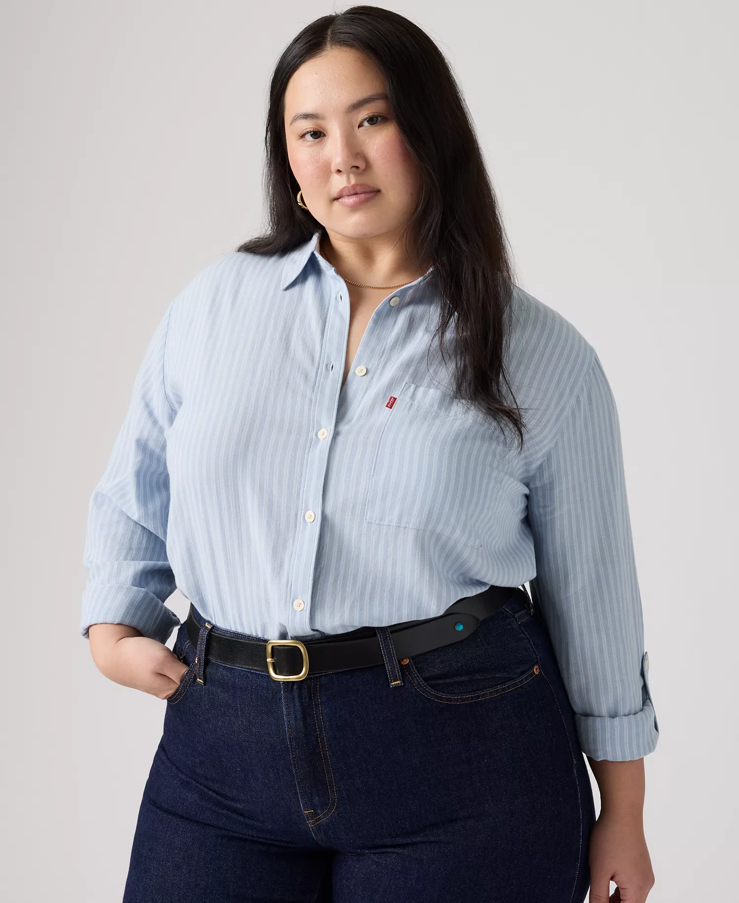 mni-c850c83ff15bb8a656d93256e1de2528 Plus Size Darlene Collared Neck Shirt