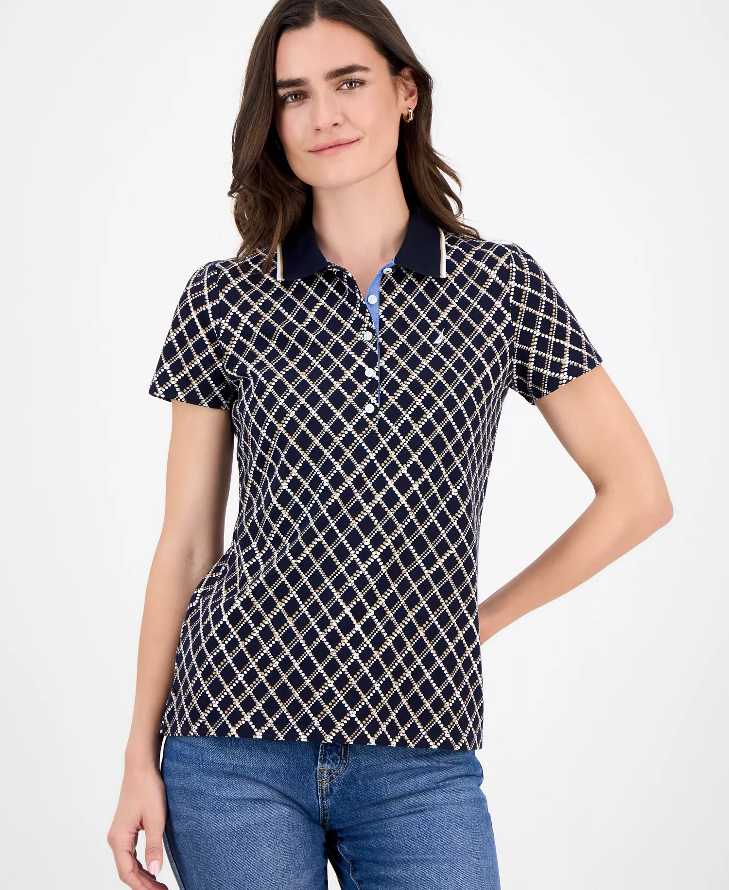 mni-c8b8a4c7525f08ffa8527d7d8e51f16f Nautica Women's Argyle Dot Polo Shirt