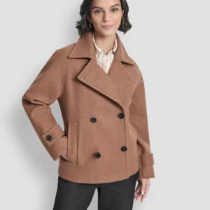 Women's Short Double Breasted Collared Coat