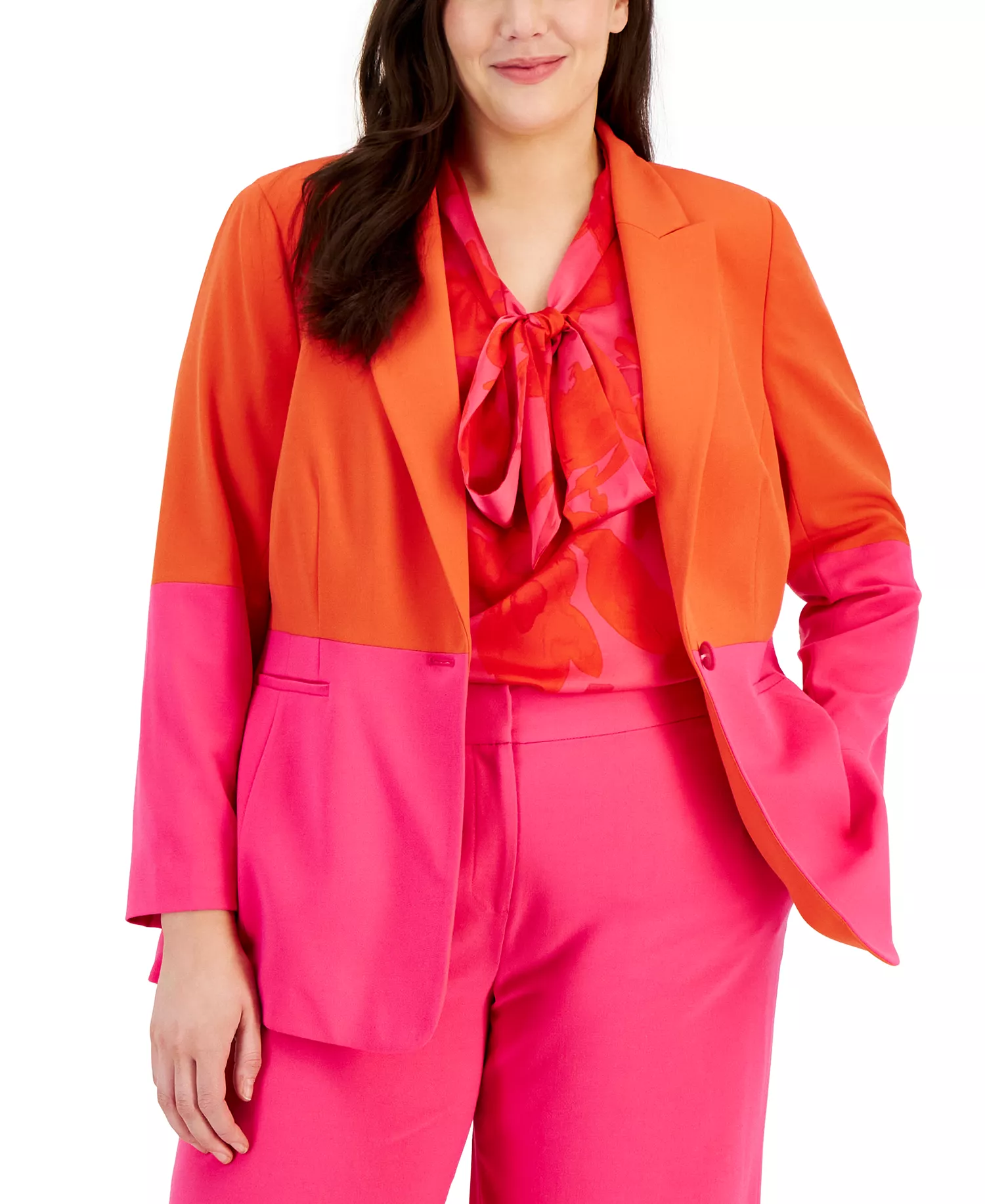 mni-ca38c326862d88bee140dbd147977ac6 Plus Size Colorblocked Boyfriend Blazer