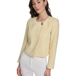 Women's Collarless Tweed Jacket