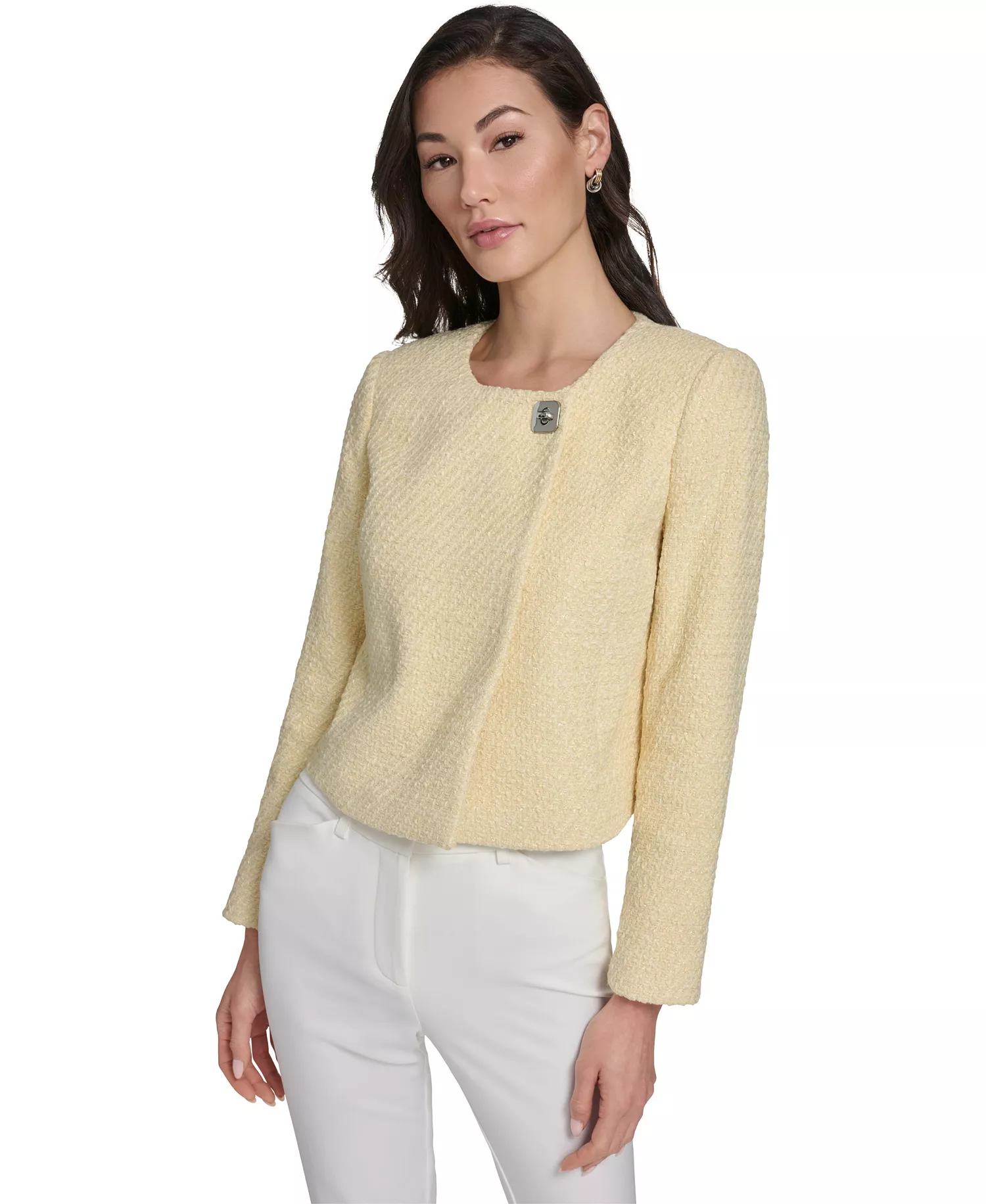 mni-ca76c7c3676232a59cb2586b305c3996 Women's Collarless Tweed Jacket