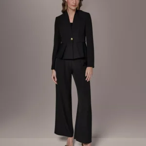Petite Collarless One Button Jacket