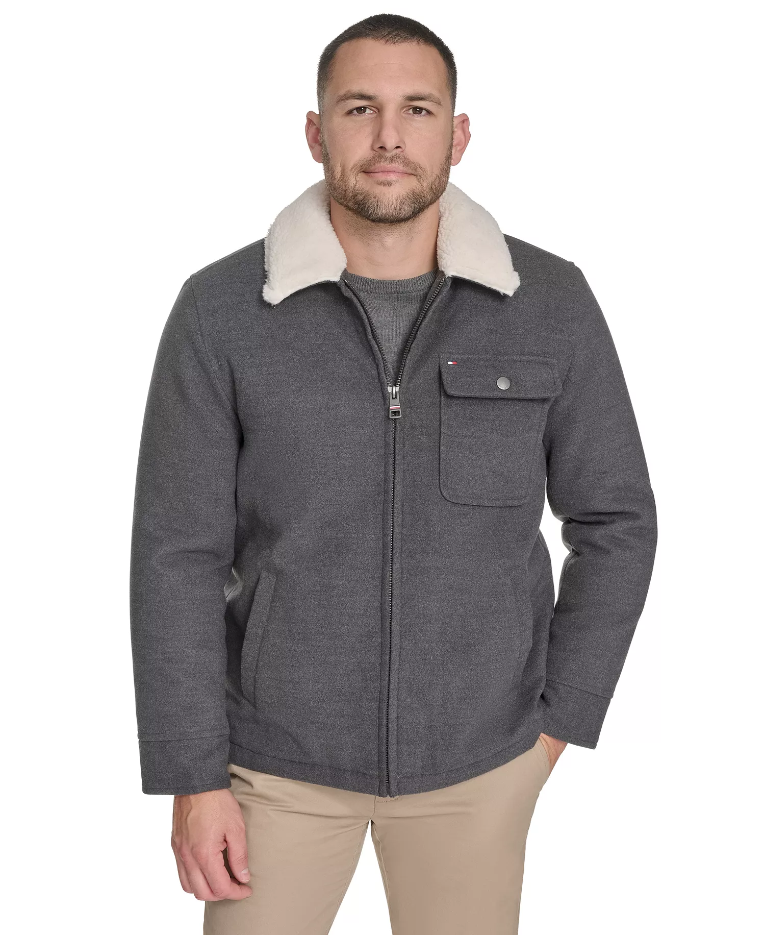 mni-cbac91bfe5c9e0ae4436182129c4fd05 Men's Wool Blend Jacket with Sherpa Collar — изображение 4