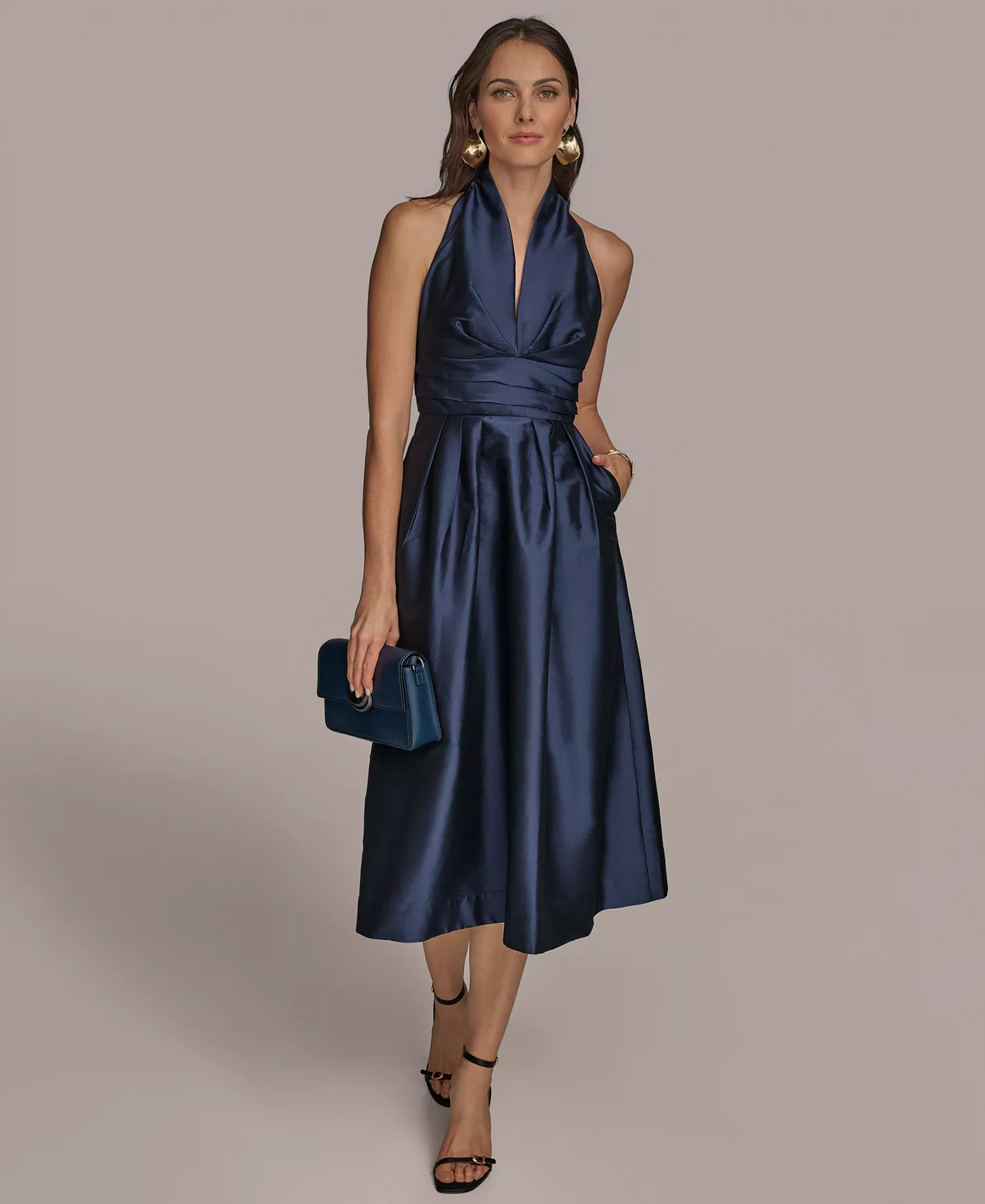mni-cc895c430f4a75f3d6ec4f971c36f141 Petite Sleeveless Halter Neck A-Line Midi Dress