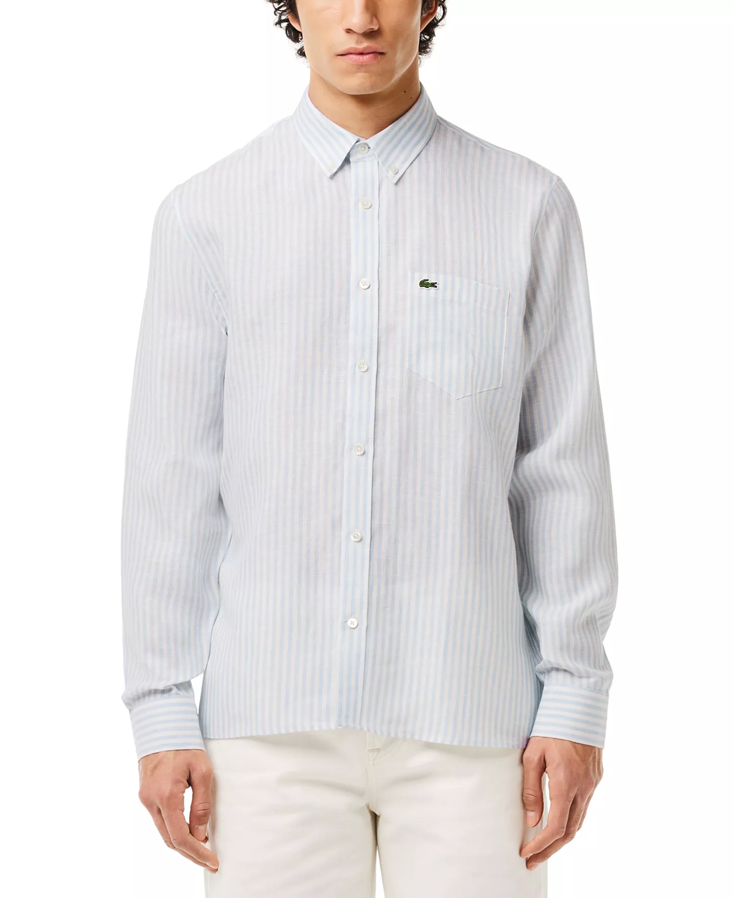 mni-cca949bc15ed5112a8933f329b793143 Men's Long Sleeve Striped Button-Down Linen Shirt — изображение 3