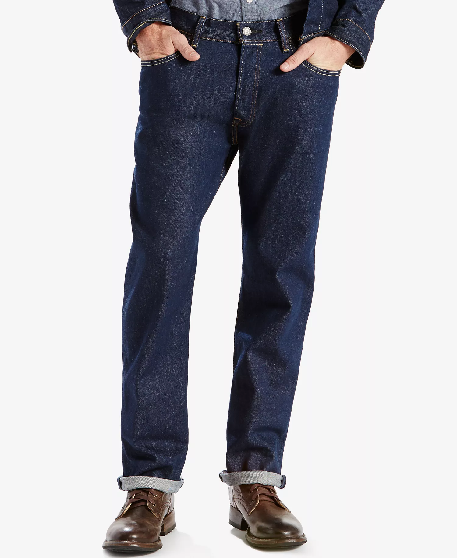 mni-cd95851923a2e683e8be225c7b323e49 Men's 501 Straight-Fit Button Fly Stretch Jeans — изображение 3