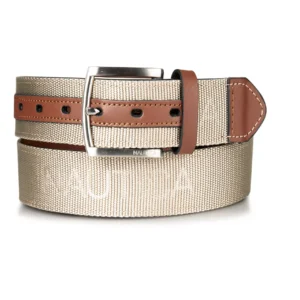 Men's Leather Tab Signature Webbing Logo Belt
