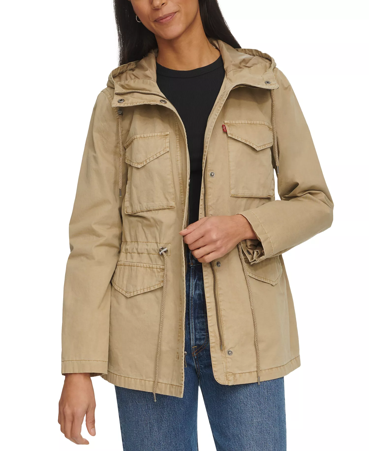 mni-cdce562f3f9aa70abb33ec7ece53f131 Women's Lightweight Washed Cotton Military Jacket