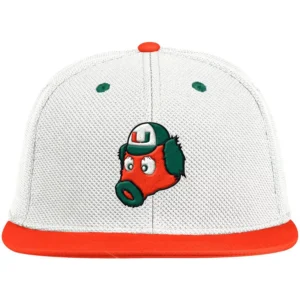 Men's White, Orange Miami Hurricanes Miami Maniac On-Field Baseball Fitted Hat