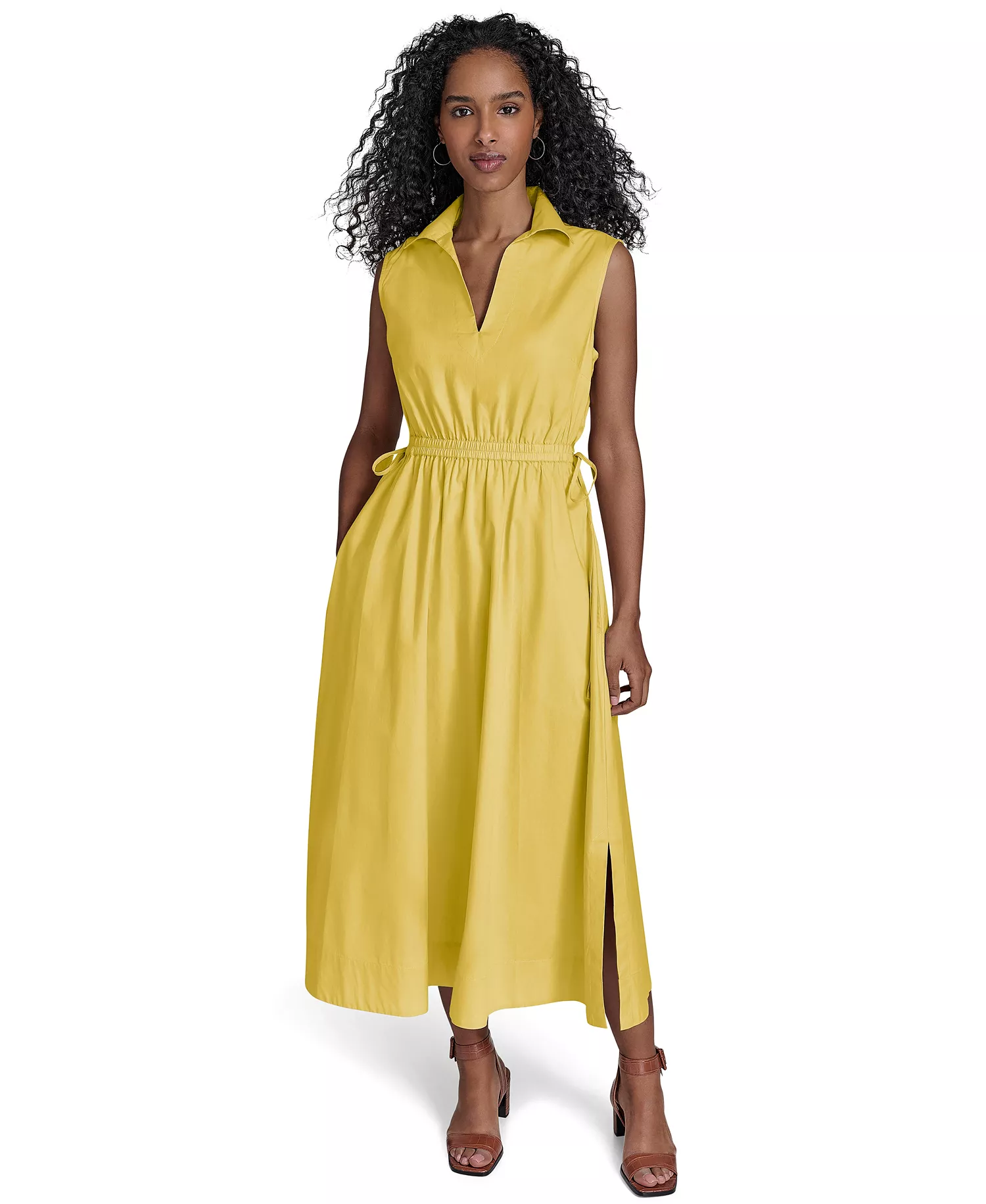 mni-ce414439988943a72e32c9901800cf42 Women's Cotton Drawstring Sleeveless Midi Dress — изображение 4