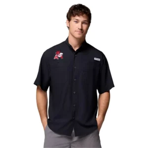 Men's Black Arkansas Razorbacks Tamiami Omni-Shade Button-Down Shirt