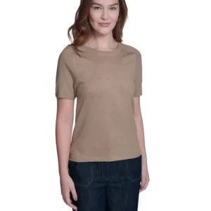 Women's Pointelle Short-Sleeve Sweater