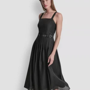Women's Square Neck Sleeveless Midi Dress