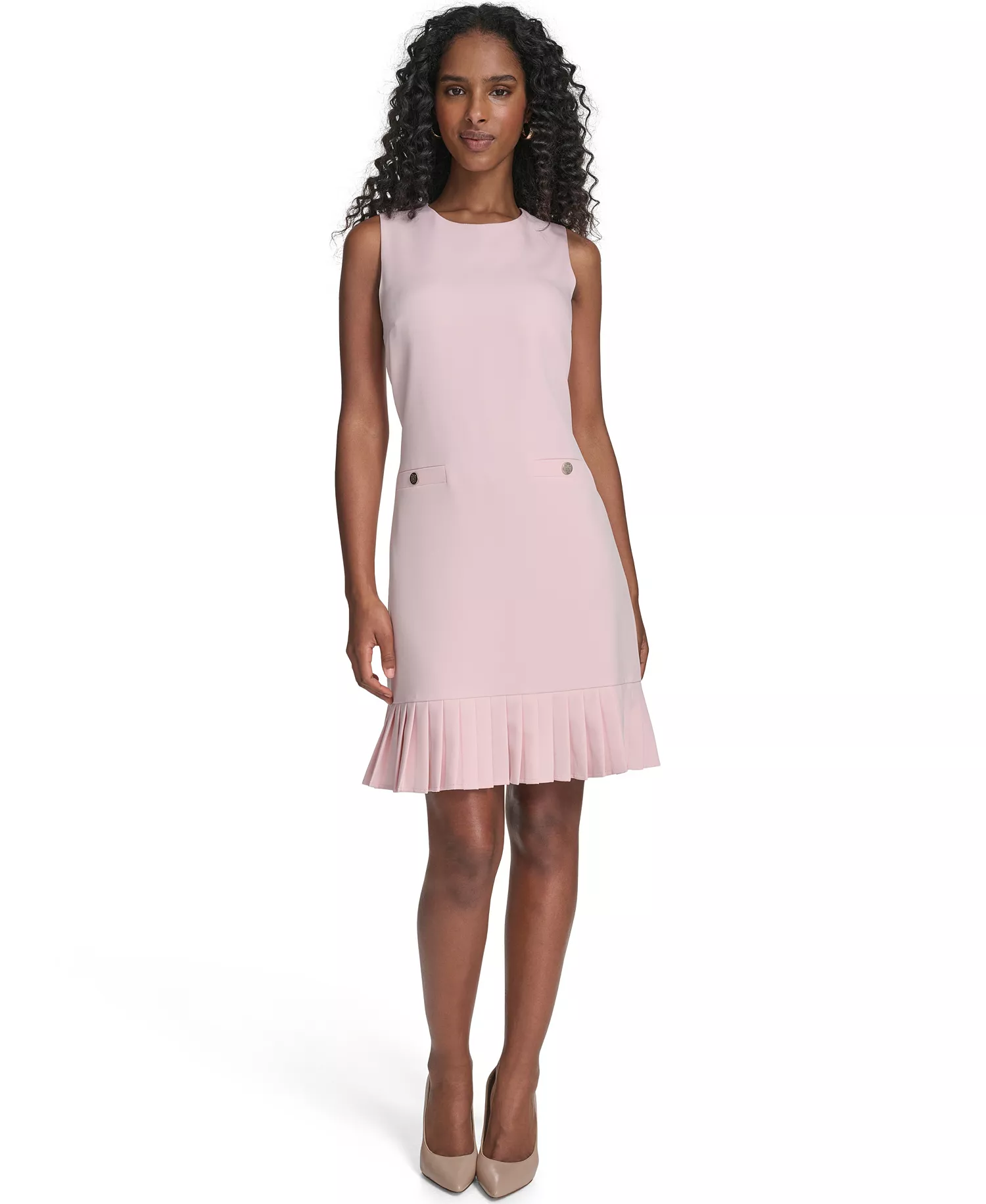 mni-d2be0465ac33d3fe68818c0d08a57bf6 Women's Pleated-Hem Shift Dress
