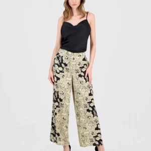 Women's Printed Pull-On Wide-Leg Pants
