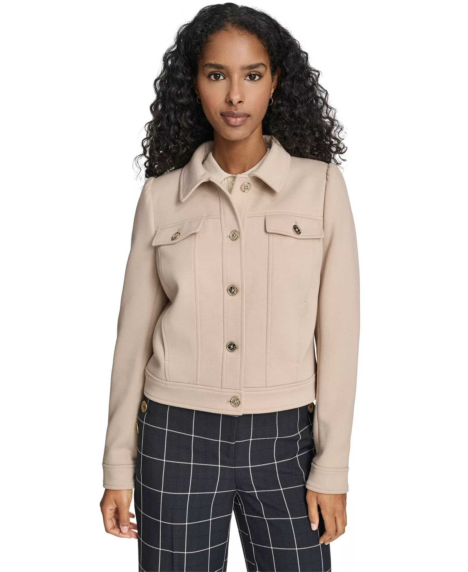 mni-d3dc86ca0c637a187878cf771beeee70 Women's Point Collar Trucker Jacket