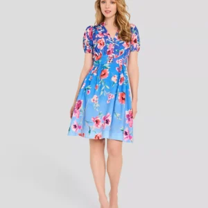 Petite V-neck Short-Sleeve Dress