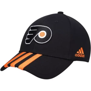 Men's Black Philadelphia Flyers Locker Room Three Stripe Adjustable Hat