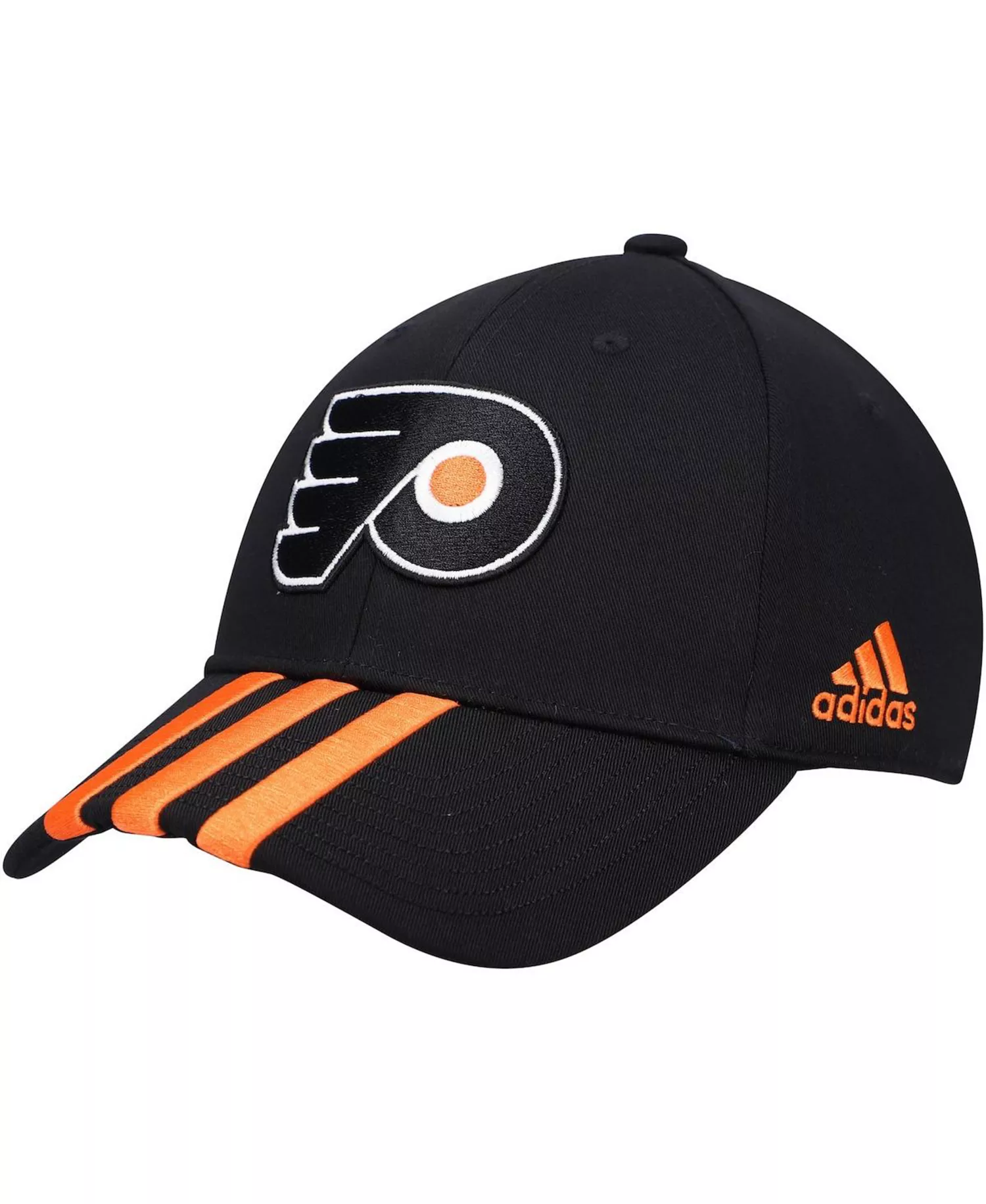 mni-d49c9830d8371db876bbc5b27d73087b Men's Black Philadelphia Flyers Locker Room Three Stripe Adjustable Hat