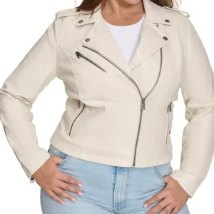 Plus Size Trendy Faux Leather Moto Jacket