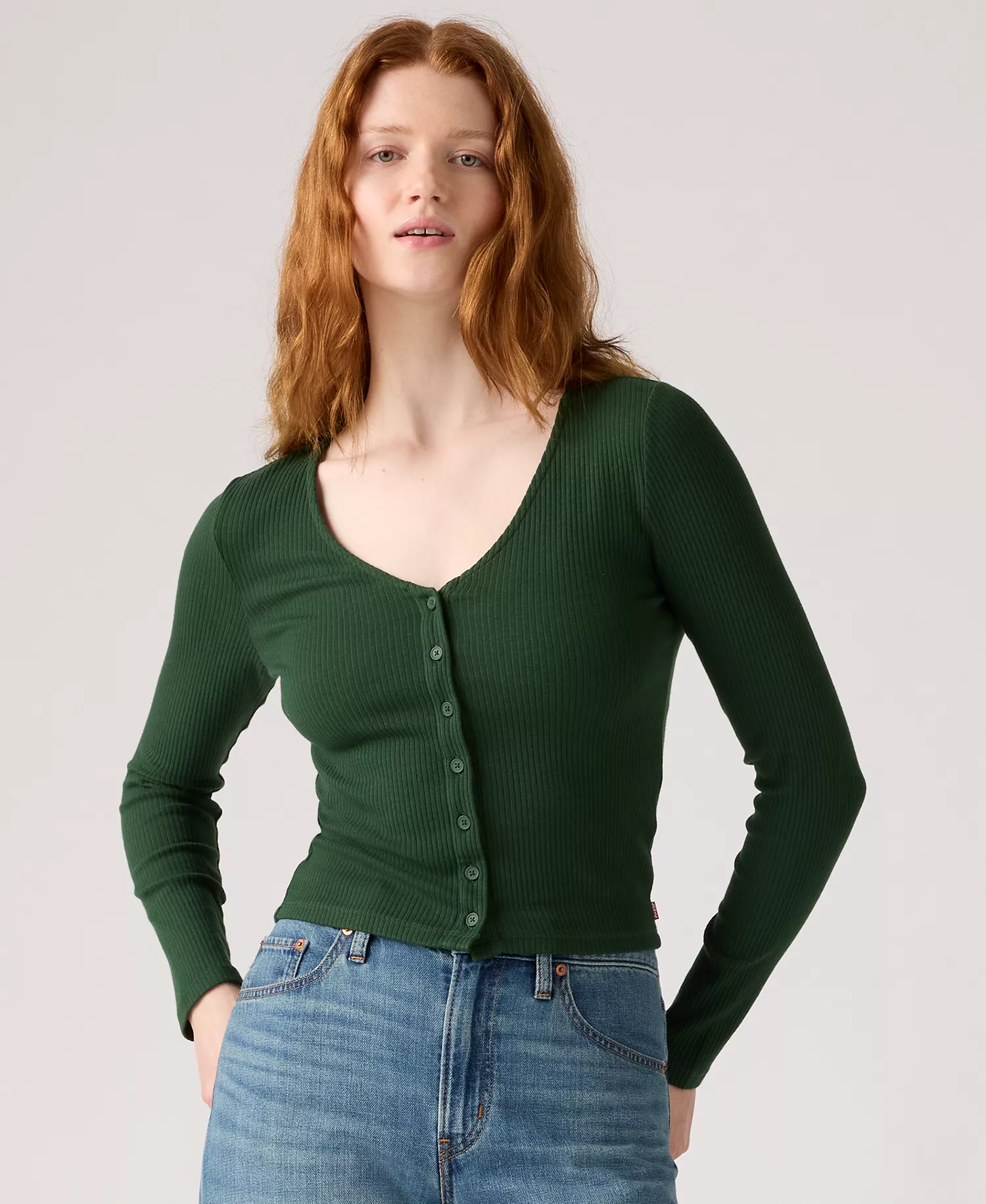 mni-d56c92f4870f116745848bc571897c01 Women's Muse Ribbed Long-Sleeve Button-Up Top — изображение 5