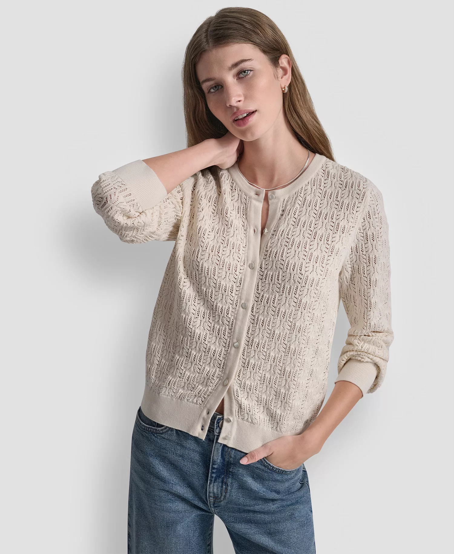 mni-d583e849dc9ce1de66c2563718cf816b Women's Crew Neck Long-Sleeve Cardigan Sweater