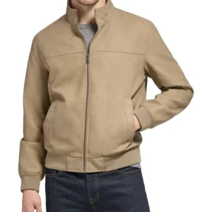 Men's Faux Leather Stand Collar Bomber