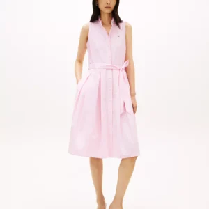 Women's Poplin Frill Collared Shirt Dress