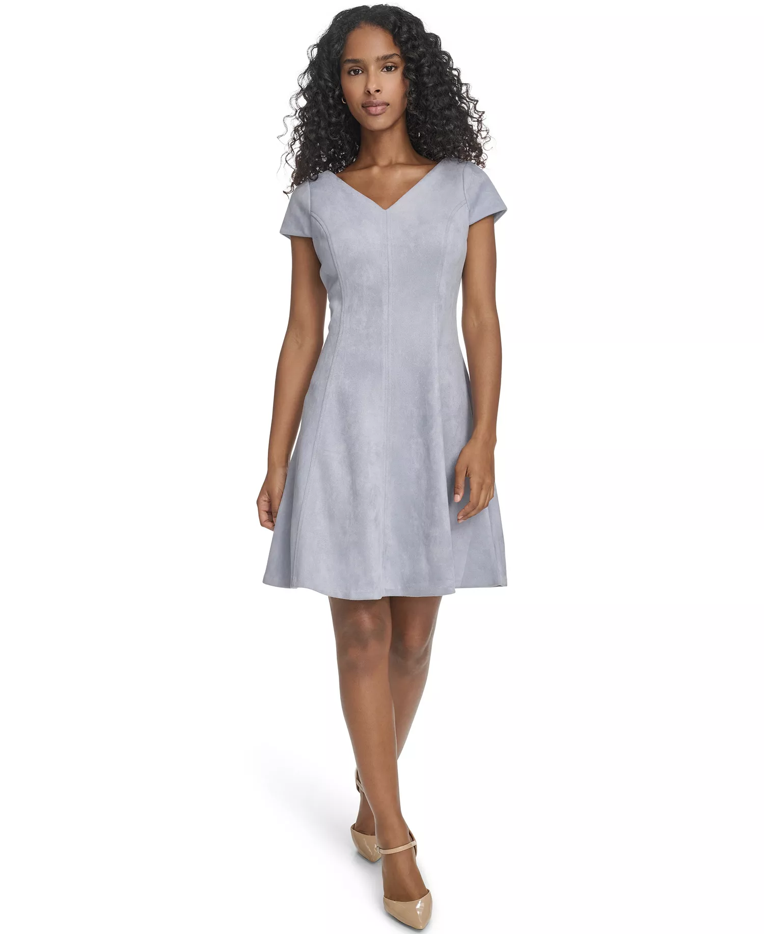 mni-d67580a71c1be86ee2f162547b08373c Women's Petite Short-Sleeve A-Line Dress