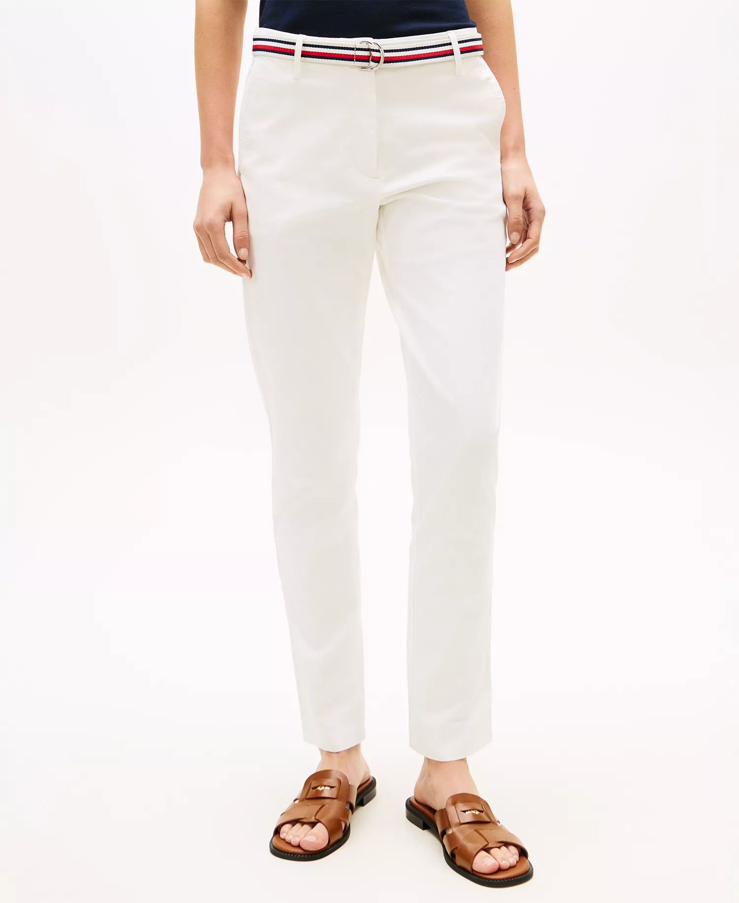 mni-d7f9f8e7d017b69922efd54d5708ed2f Women's Twill Slim Belted Chinos Pants