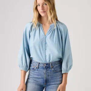 Plus Size Relaxed-Fit Button-Front Top