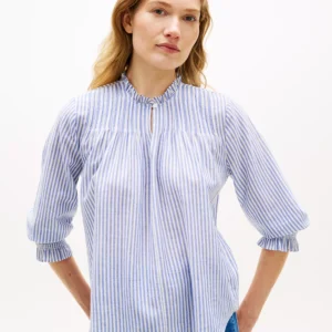 Women's Pin Tuck Cambric Ruffle Collar Blouse
