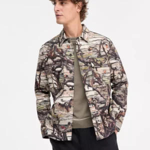 Epoldo Long Sleeve Owl Print Button-Front Shirt-Jacket