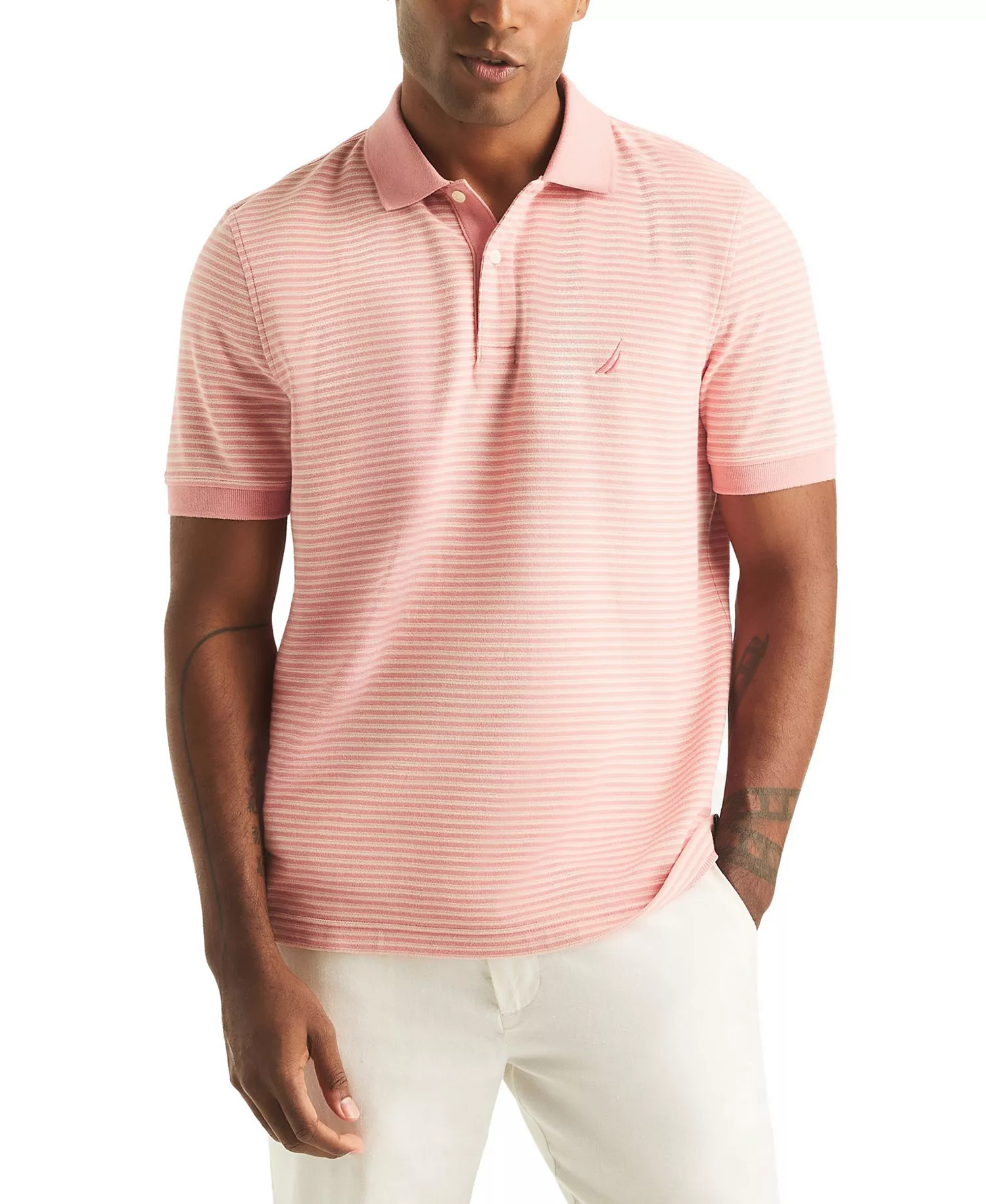 mni-da1f573c2dc8cd93bfe9334ca0d7babe Men's Striped Spread Collar Polo Shirt