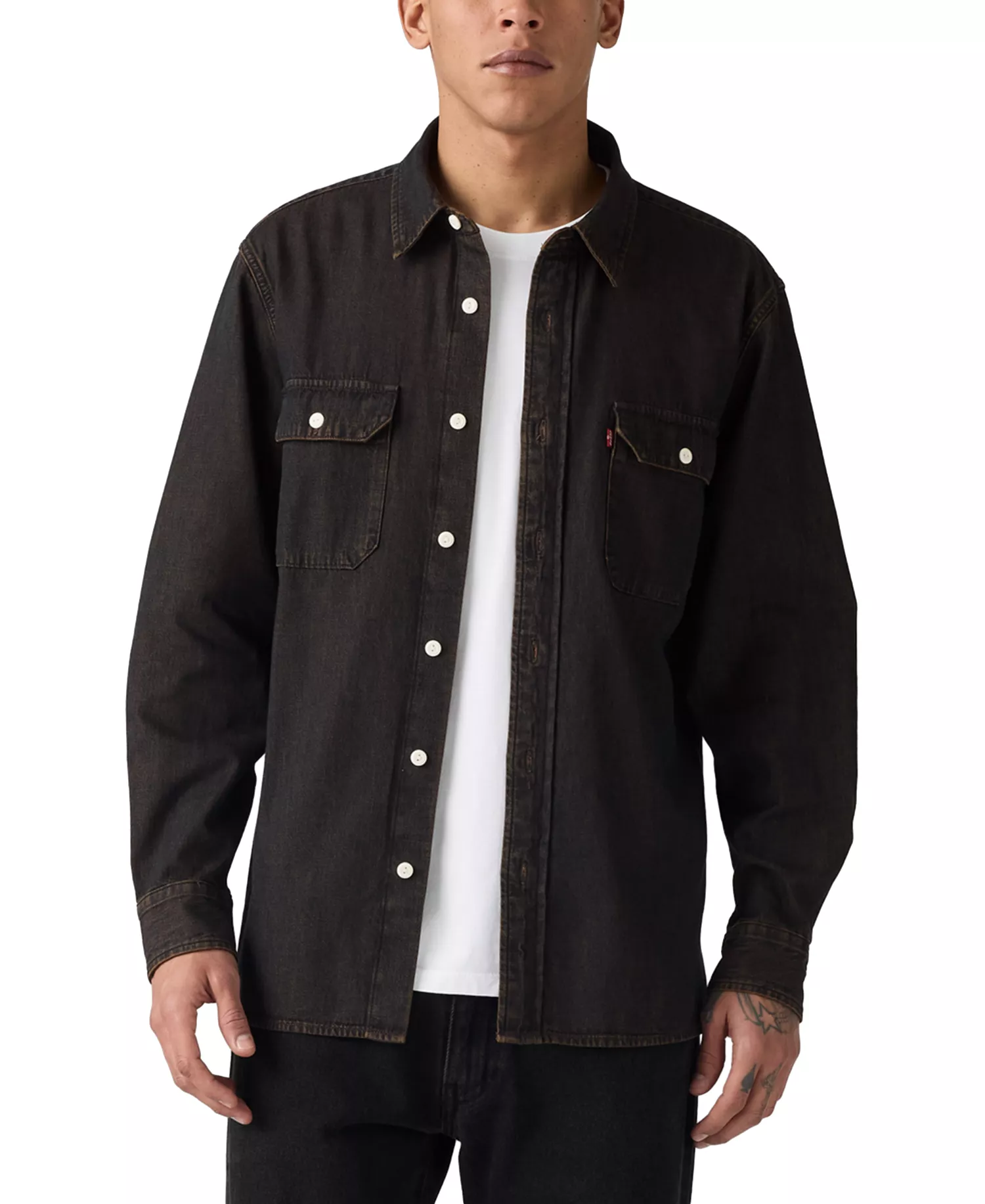 mni-db83ded734407cad66db863fdfc58ccf Men's Relaxed-Fit Long-Sleeve Button-Front Worker Shirt — изображение 3