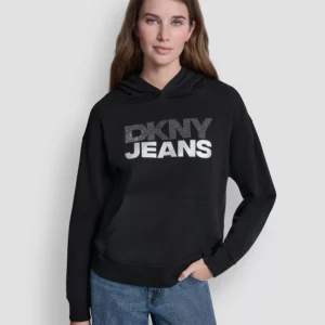 Women's Stacked Rhinestone Foil Logo Hoodie