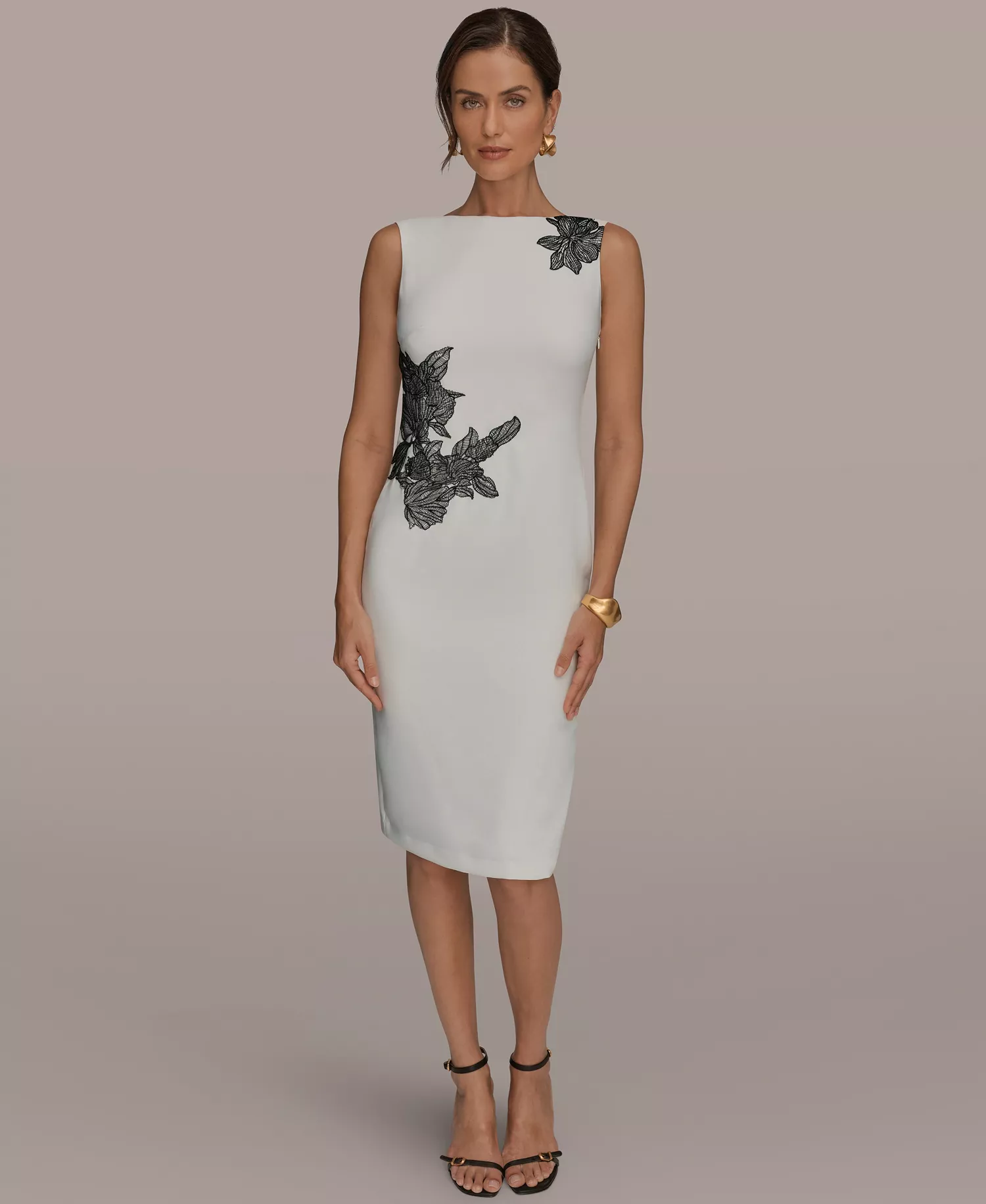mni-dc11ed545ca5faca3dd2a10bdaa82150 Women's Sleeveless Embroidered Floral Sheath Dress