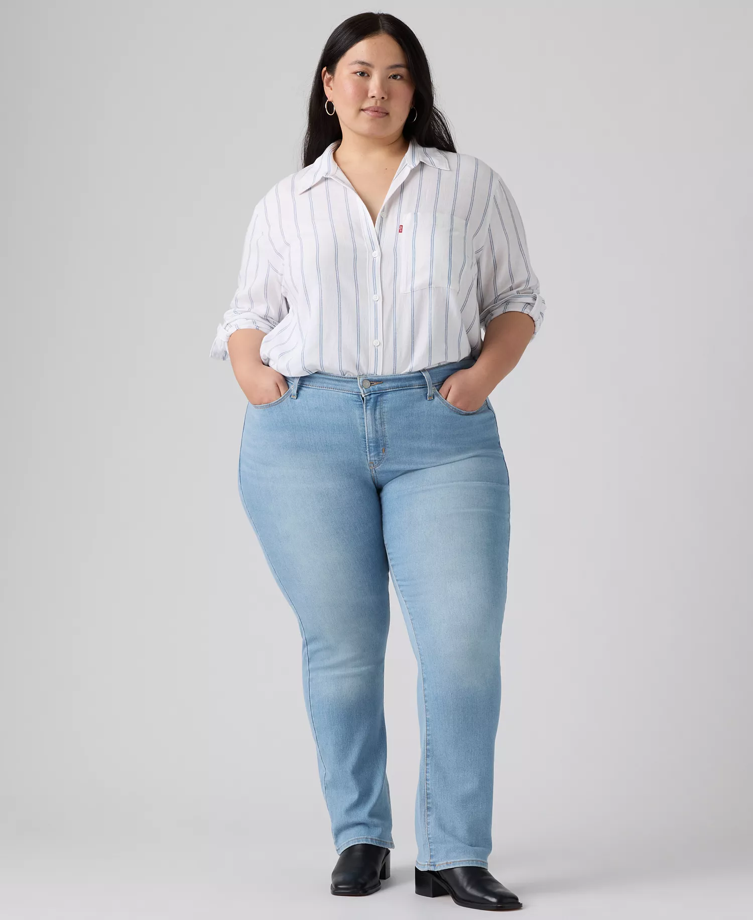 mni-dc1469dcc947482cddb2c73e1ecdbae5 Trendy Plus Size Classic Straight Leg Jeans — изображение 7