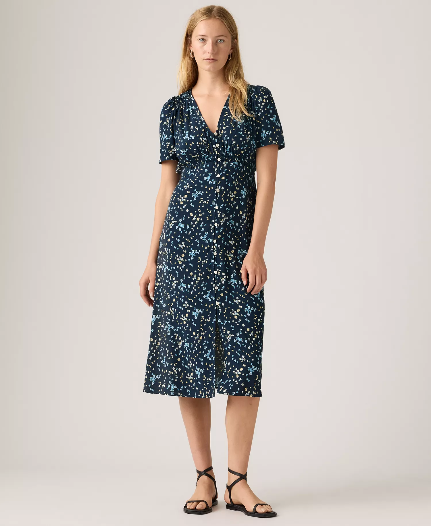 mni-dc8ef7b0169153992c8ff3d341957155 Plus Size V-Neck Button-Front A-Line Midi Dress