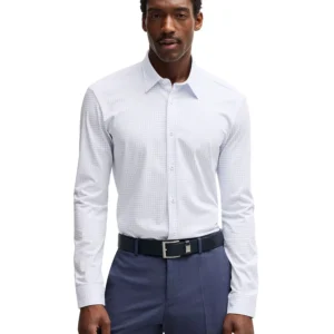 Men's Printed Cotton Blend Slim-Fit Dress Shirt